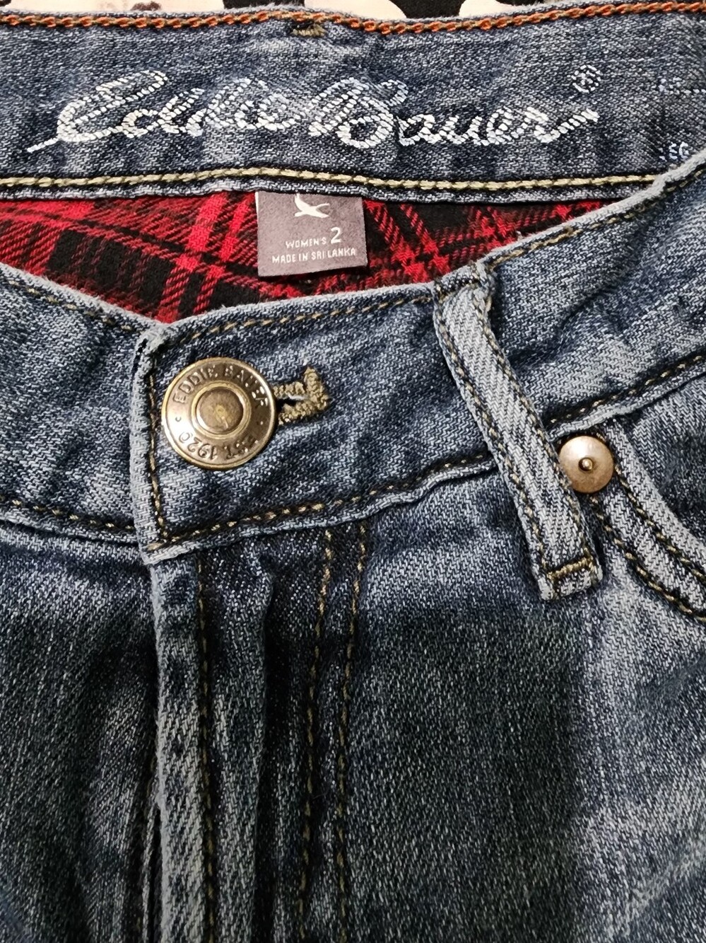 Eddie Bauer Women's Distressed Blue High-Rise Jeans